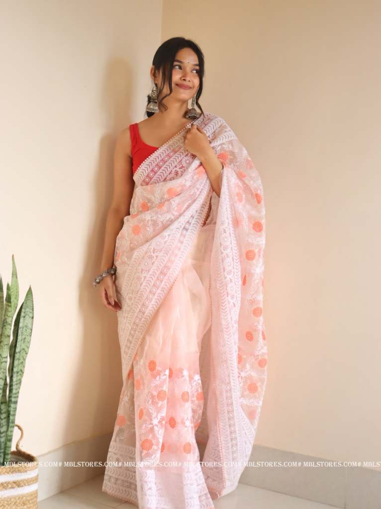 Buy Stylish Pink Organza Sarees Collection At Best Prices Online