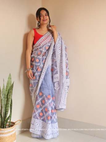 Chikankari Worked light Lavender pure organza saree  Organza Saree