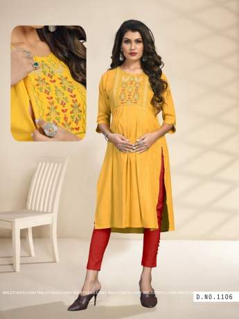 Ethnic Baby Yellow Kurti For Women  specially For Mama  Kurtis