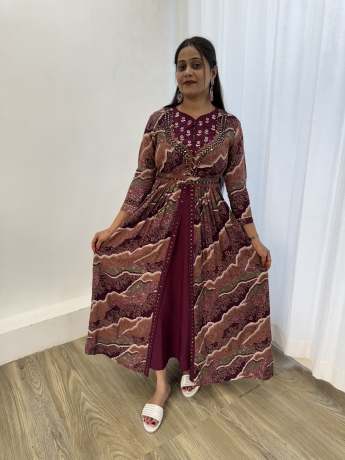 Leheriya Maroon handworked One Peice  Ethnic Wear 