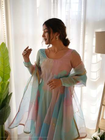 Rabba Multi Color Pure Organza Gown  Gown