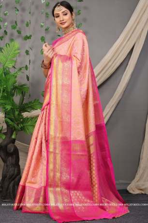 Soft Zari Woven Handloom Silk Pink Saree  Sarees