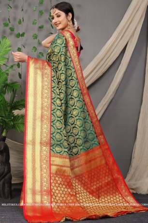 Soft Zari Woven Handloom Silk Green Saree  Sarees