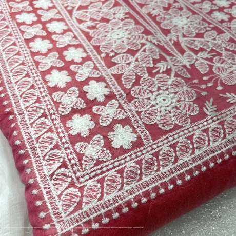 Unstitched Light  Pink Salwar Suit Material with heavy Embroidery work   Cotton Dress