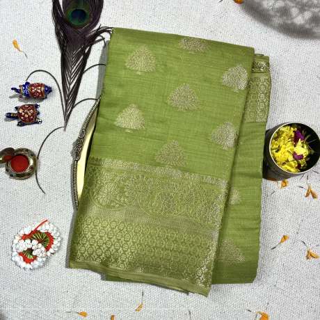 pure golden zari worked green banarasi silk saree  