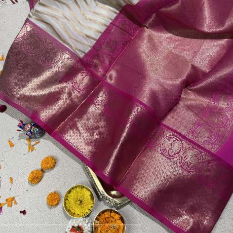 women s   white kanjivaram banrasi silk saree  Banarasi Silk